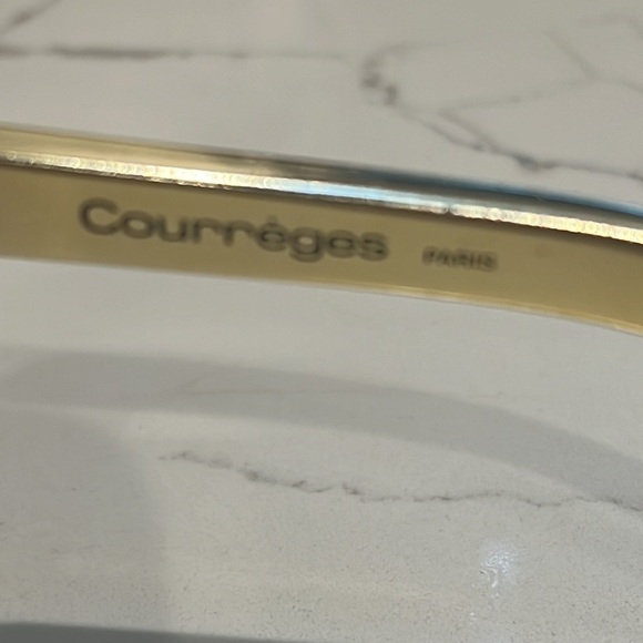 Original COURREGES 7853 Wraparound 1980’s Goldtone Half Frame Shield Sunglasses main image 7